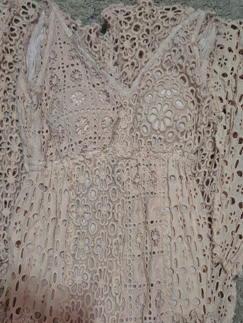 Xs/s Free People Light Blush Eyelet Jumpsuit Beach Vacay Wedding Flare leg
